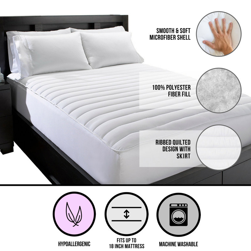 Surmatelas en fibre hypoallergénique douce et épaisse, Grand