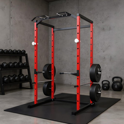 Power Cage with Pull-Up Bar & Adjustable Safety Bars – 1100 LB Capacity Home Gym Squat Rack