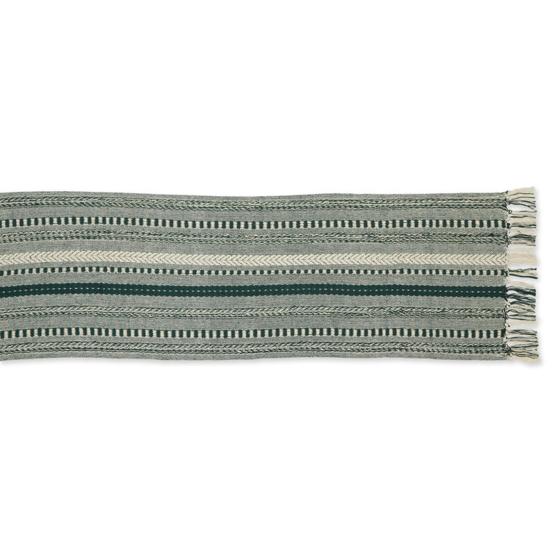 Elco Striped Table Runner, Dark Green, 72'' x 72''