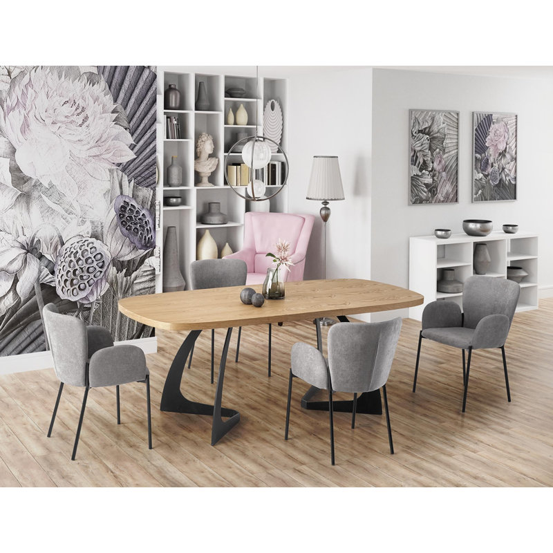 Akyiah Extendable Metal Base Dining Table