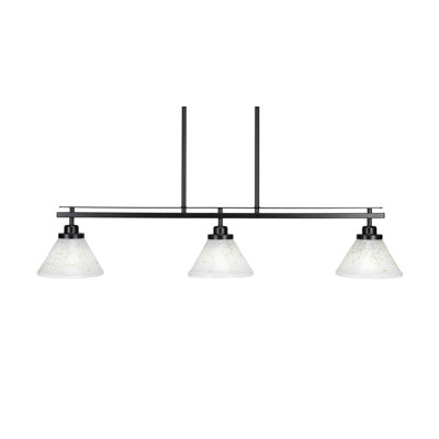 Kurth 3 Light Island Light Shown In Matte Black Finish With 7" Gold Ice Glass