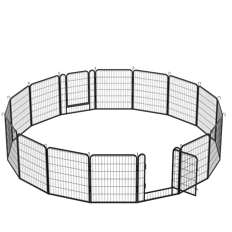 Enclos pour animaux 16 panneaux d'extérieur en métal - H 31,7 po avec résistance à la rouille et parc polyvalent pour la rouille
