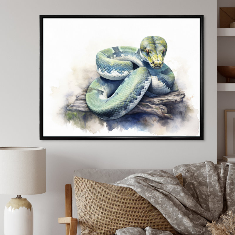 «Wild Snake I» sur toile, H 16 po x l 32 po x P 1 po, Cadre flottant noir