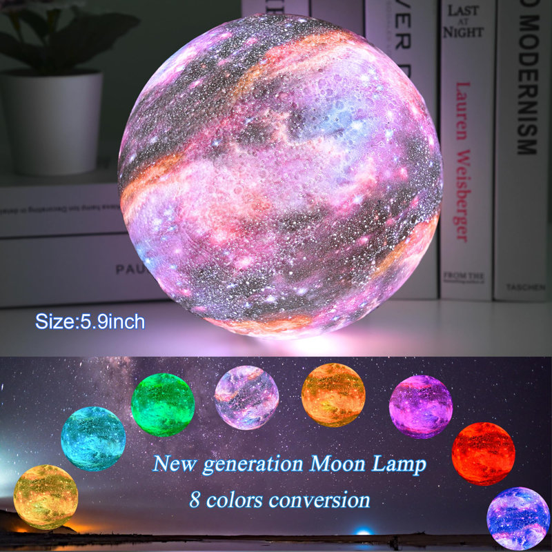 Moon Lamp with Bluetooth & White Noise, 5.9 Inch Multicolor 3D Night Light