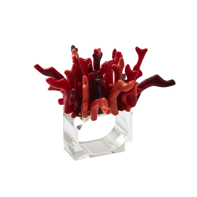 Amalfi 4 Piece Napkin Ring Set, Coral
