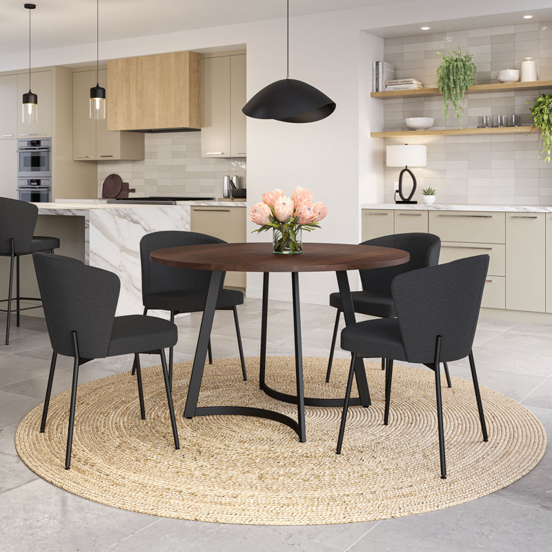 Ensemble repas pour 4 personnes Joelle, Noir, Noyer