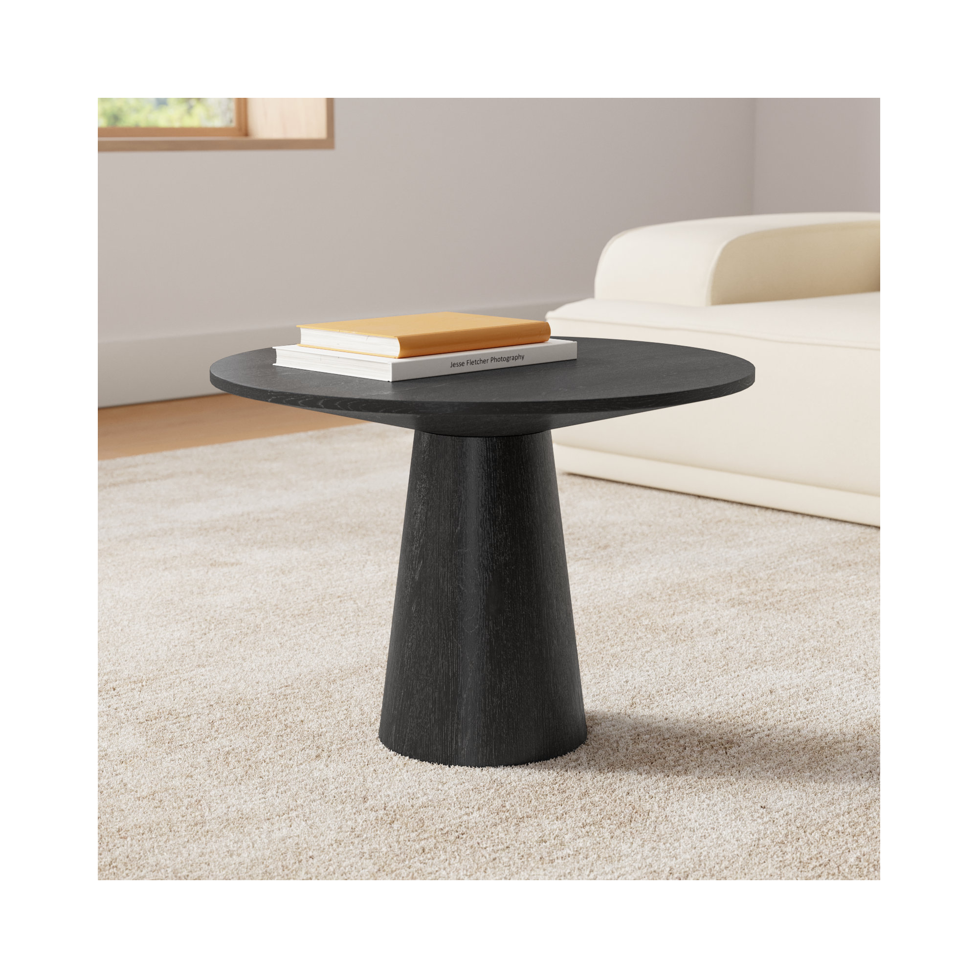 Astraea Single Coffee Table, 15.5" H x 22" L x 22" W, Black