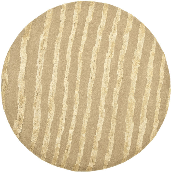 Nukri Hand Tufted Wool/Cotton/Viscose Striped Rug in Beige
