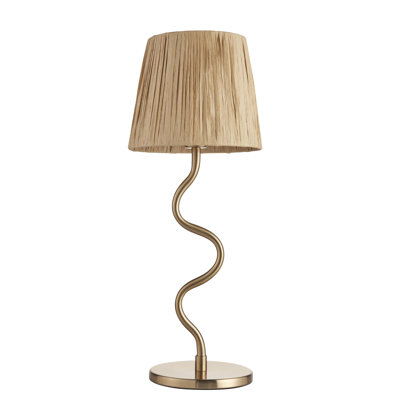 Wrangler Table light finished in Aged Brass and Raffia