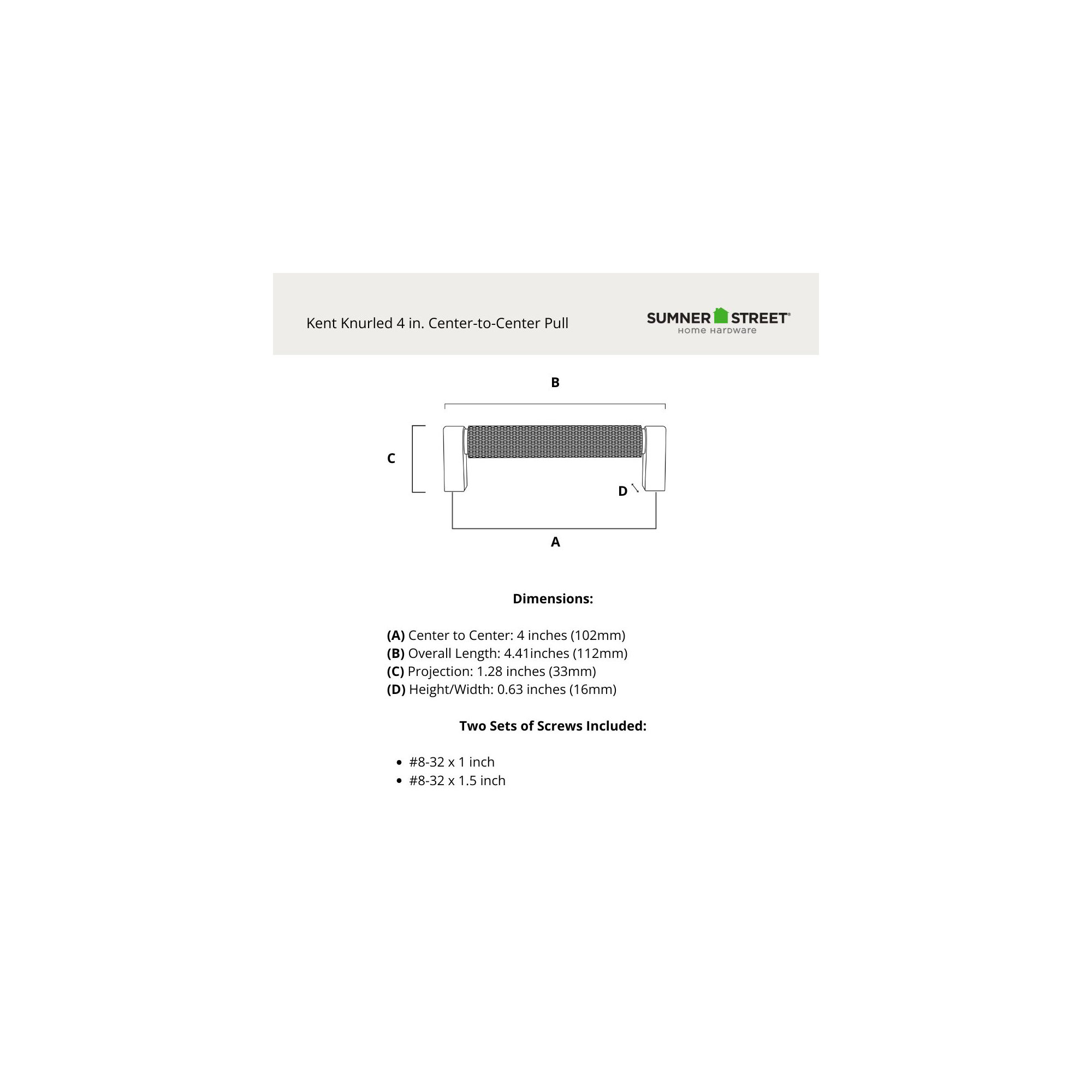 Kent Bar / Handle Pull Pull, Satin Nickel, 4"