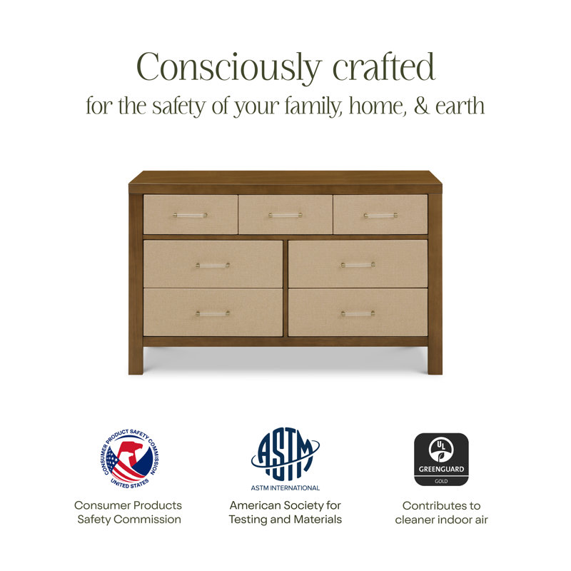 Eloise 7-Drawer Assembled Dresser, Natural Walnut/Performance Sand Eco Weave