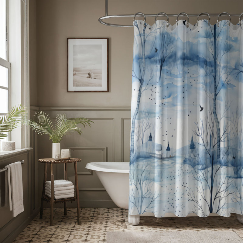 Frost Scene - Rideau de douche Premium, H 74 po x l 71 po
