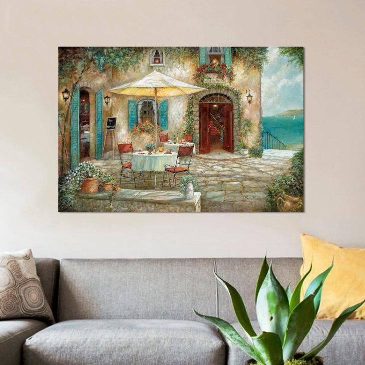 " Casa D'Amore " by Ruane Manning, 24" H x 32" W x 1" D, Black Framed Fine Art Paper, White