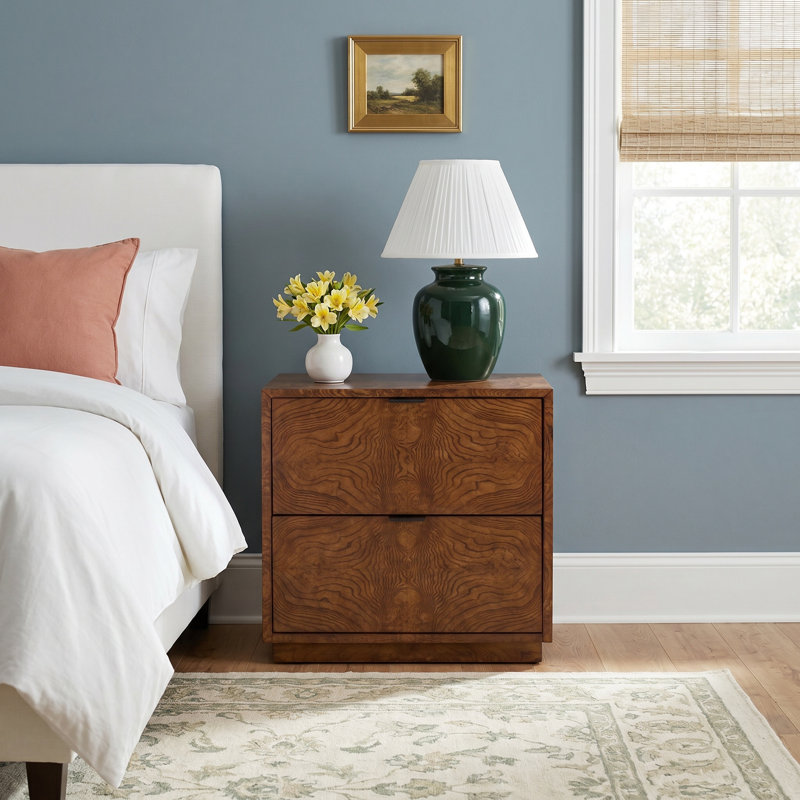 Dinah Frankie Burl 2 Drawer Nightstand