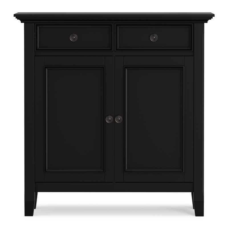 Nash 36"W Solid Wood Entryway Storage Cabinet With 2 Drawers And Adjustable Shelves, Black
