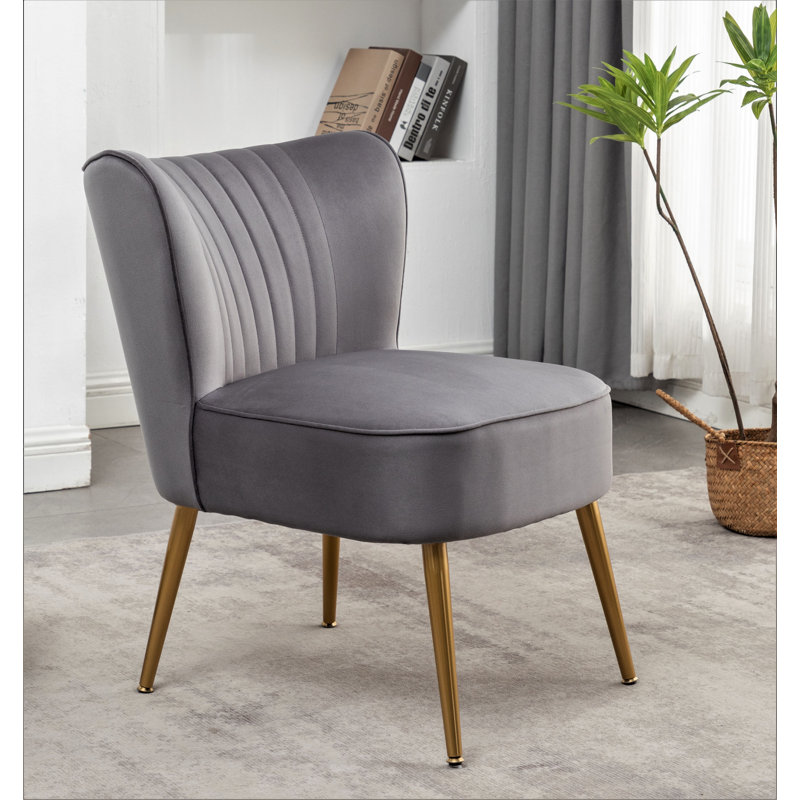 Upholstered Slipper Chair, Gray