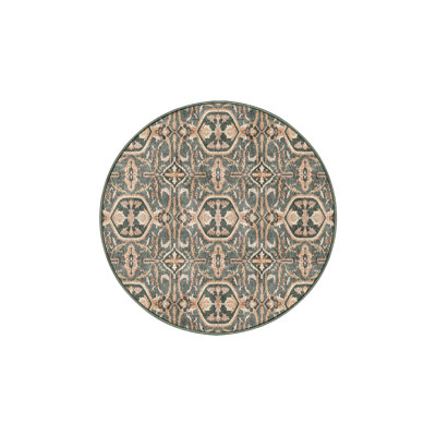 Tapis oriental vert en chenille / polyester tissé à la main Srisha
