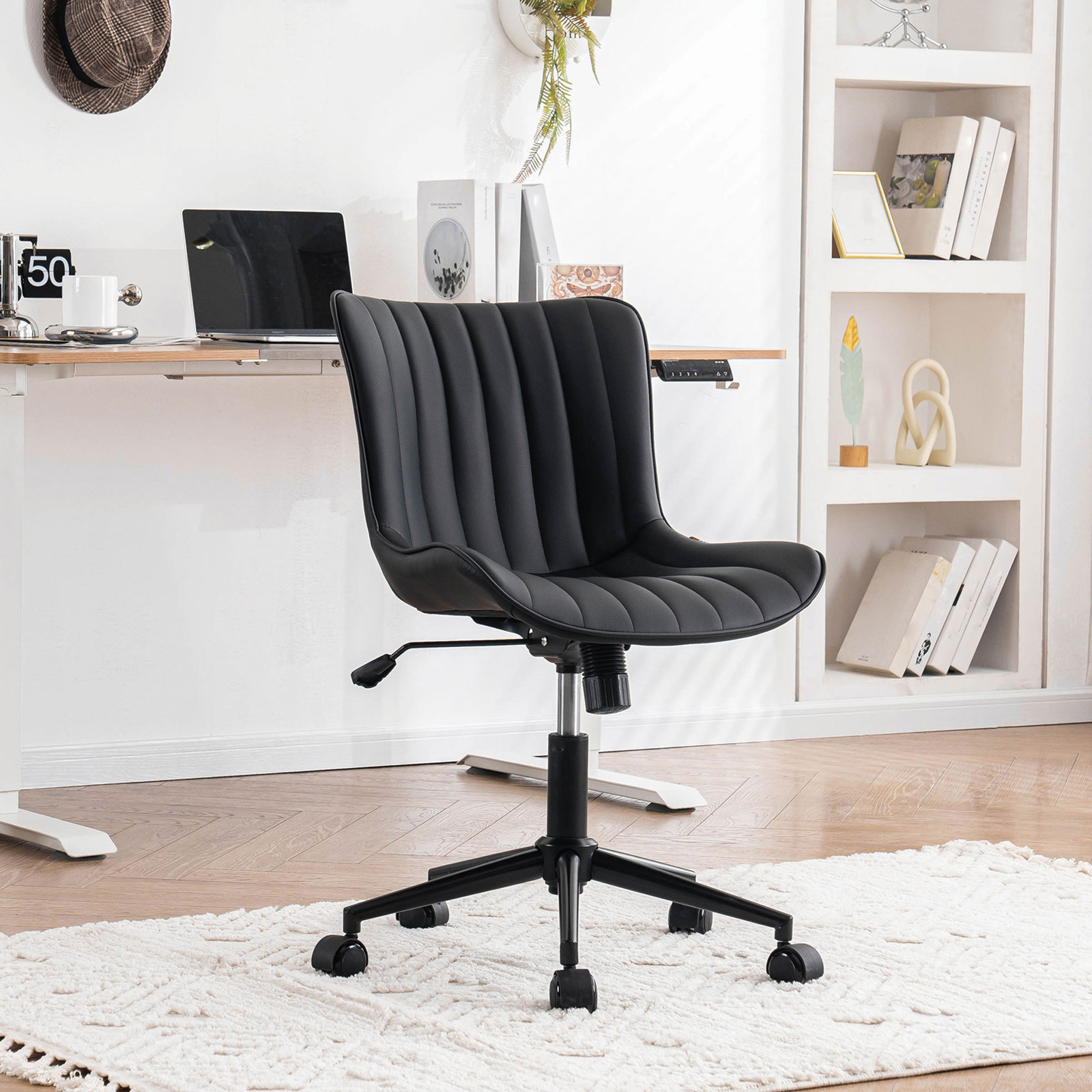 Brionni Leather Office Chair, Black Performance Faux Leather