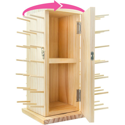 84 Spools Thread Sewing Storage - Rotating Wooden Thread Holder Stand