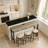 3-Drawer Long Dining Table Set with Power Outlets and PU Stools-1571773067