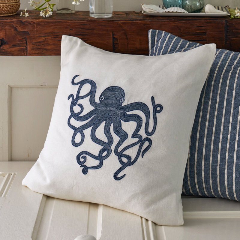 Nautical Octopus Linen Pillow