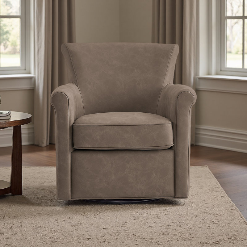 Fauteuil d'appoint pivotant en similicuir, Espresso