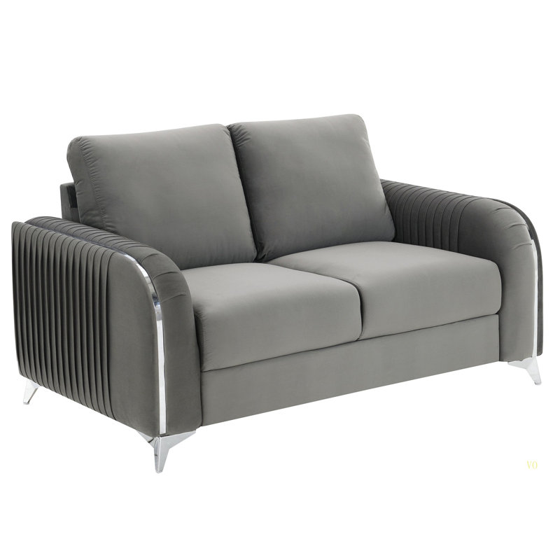 Causeuse en velours gris Wenona