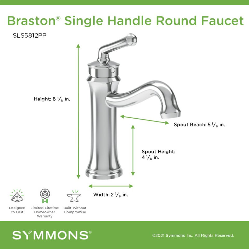 Braston Bathroom Faucet with Push Pop Drain, Polished Chrome