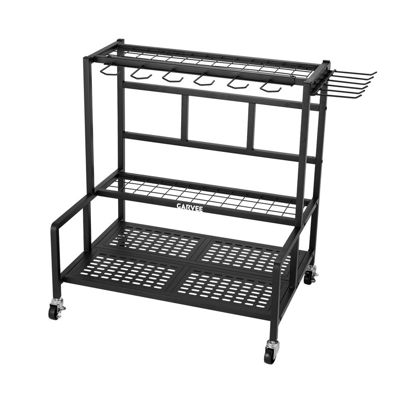 Organisateur d'outils de jardin à 3 niveaux, support de rangement pour râteaux, pelles et balais dans un garage
