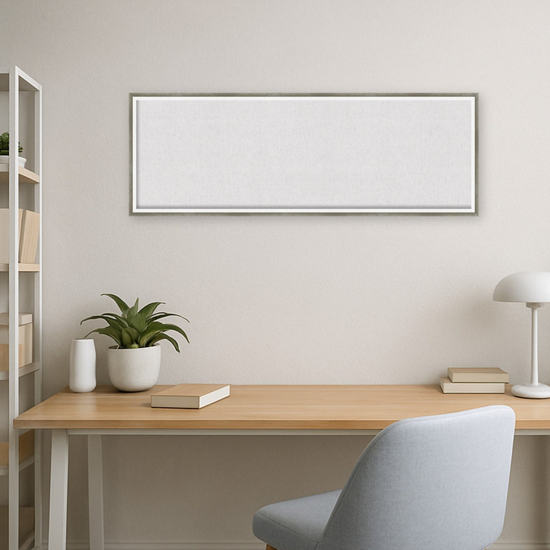 Tableau magnétique en tissu encadré, 13 x 37 cm, motif Danseuse des nuages, pour l'organisation murale, Argent et blanc Lucie