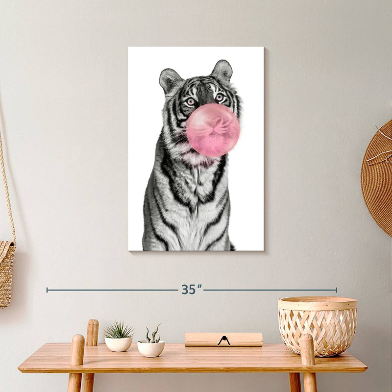 Impression sur toile Tiger Bubble Gum, H 24 po x l 16 po x P 1,25 po