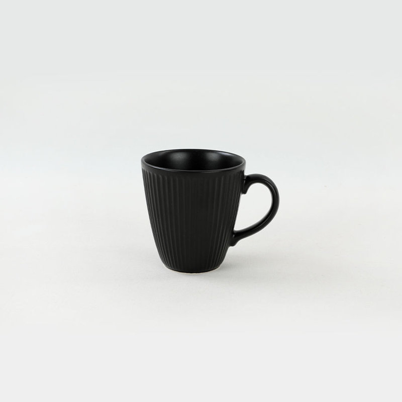 Set of 6 Black Ceramic Stoneware Mugs, 11.8 oz Each | 100% Antibacterial, Eco-Friendly, Water-Resistant | Dishwasher Safe up to 122°F, Microwave Safe | Easy to Clean, Perfect for Home & Office Use