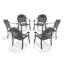 Chaise de patio en fonte d'aluminium 6 pièces avec cadre noir et coussins rouges (Identique à: W1710S00480), chaise