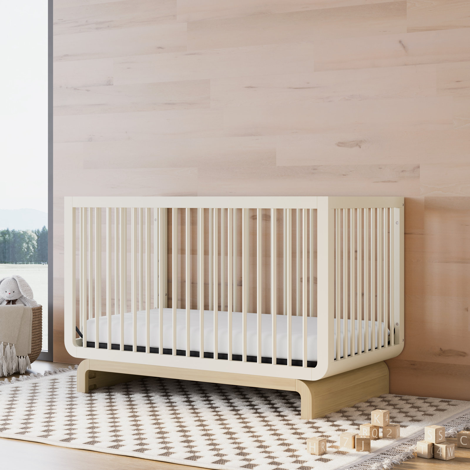 Santorini Pine 5-in-1 Convertible Crib, Frosted Oat/Driftwood, Crib
