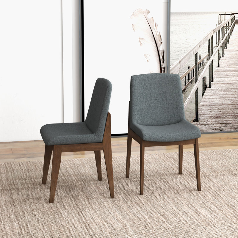 Chaise d'appoint rembourrée en bois massif Halladay, Gris foncé
