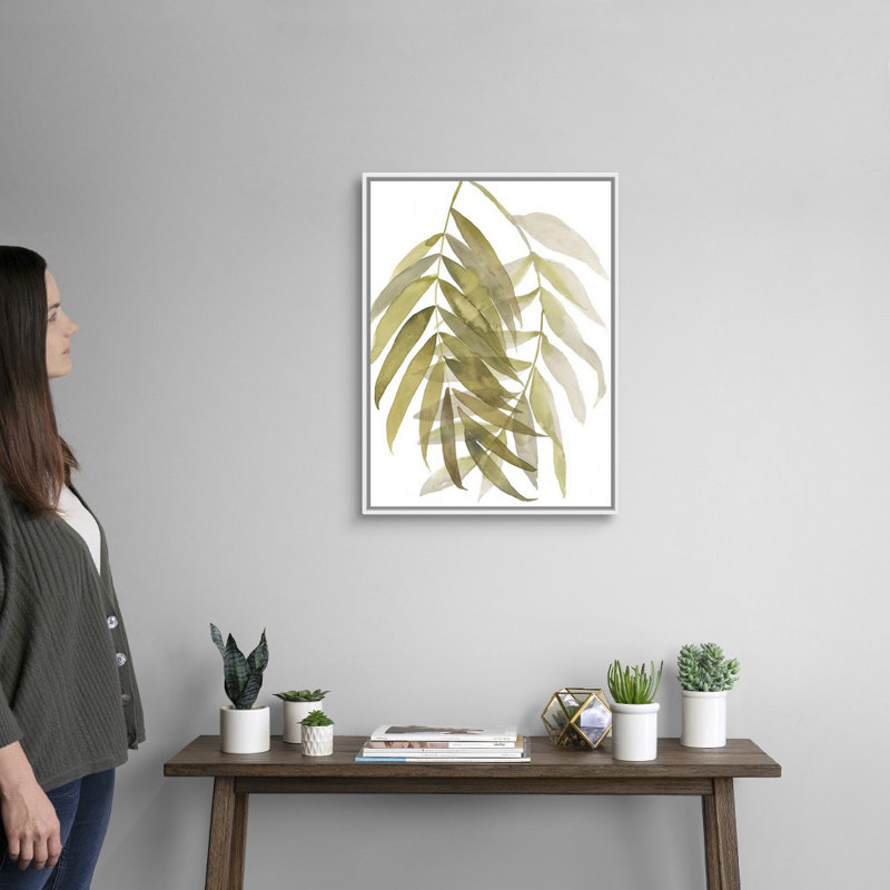 «Palm Embrace II», art mural sur toile, Toile avec cadre blanc, H 26 po x l 20 po