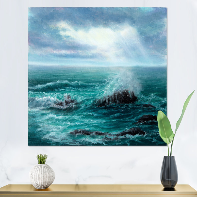 Wild Blue Ocean Waves II - On, H 16 po x l 16 po x P 1 po, Toile tendue