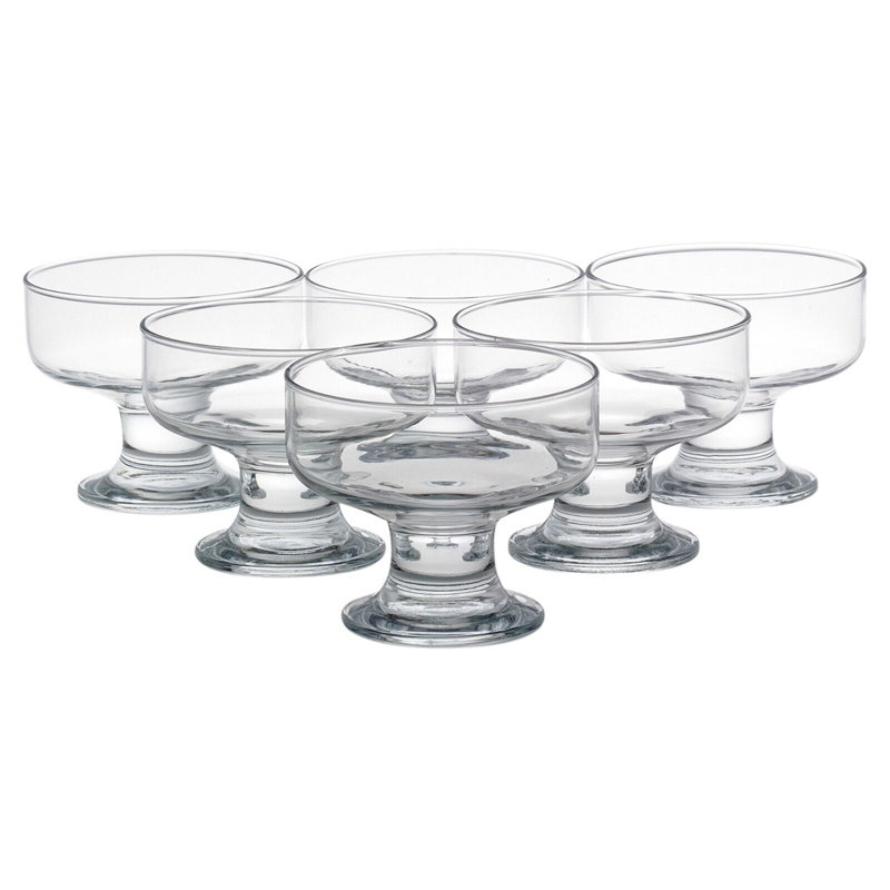 Glass Footed Ice Cream Sundae Sherbet Dessert Cups Bowls Dishes Boxed Set of 6