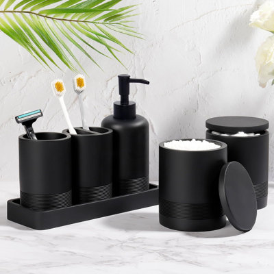 Ensemble d'accessoires de salle de bain 6 pièces noir mat