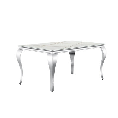 Keiann Glass Top Metal Base Dining Table