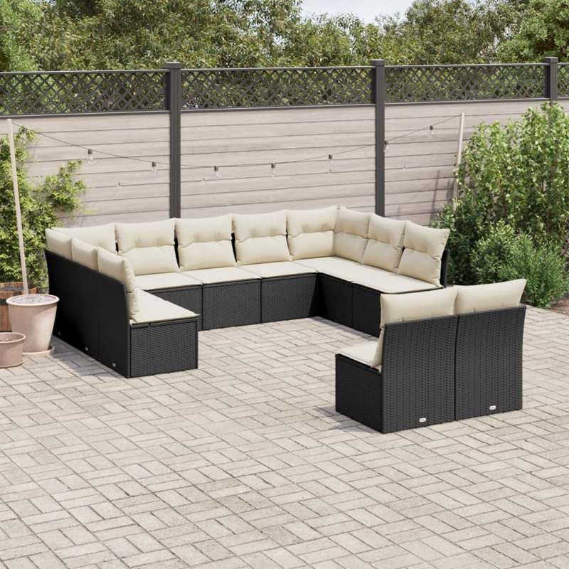 Ensemble de canapé de jardin Vidaxl, Blanc, Noir