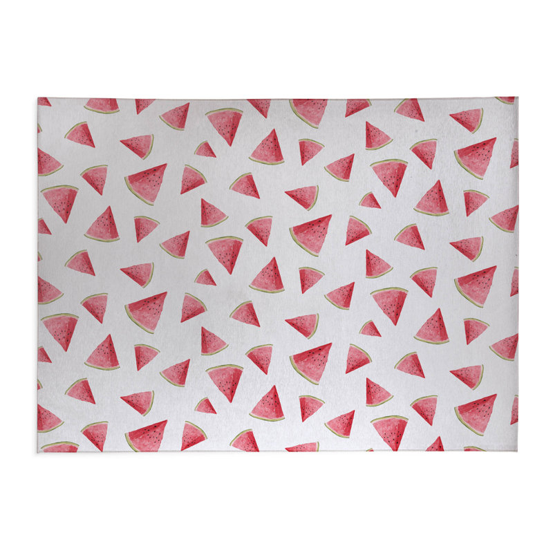 Tapis de cuisine antidérapant Summer Melon, Blanc, Rectangle 5 pi x 7 pi