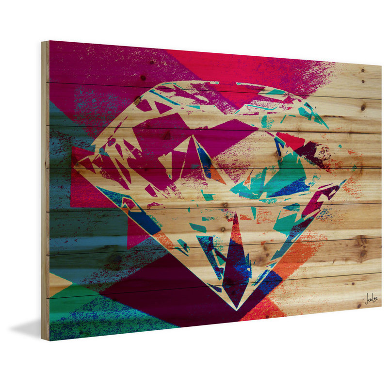 «Diamond In The Rough», reproduction sur bois de pin naturel, H 30 po x l 45 po x 1,5 po