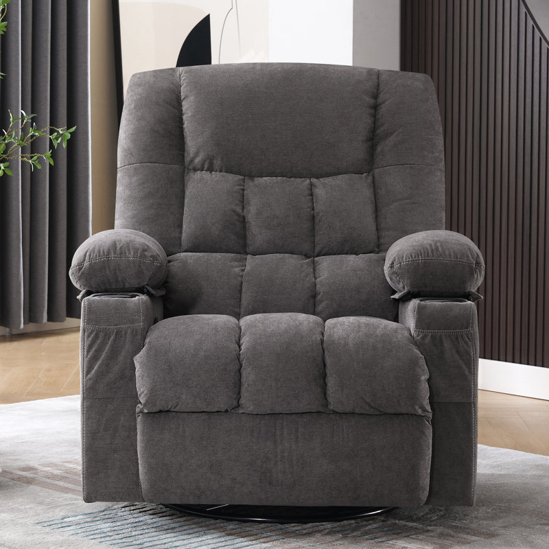 Fauteuil inclinable manuel pivotant avec chaleur et vibrations Oates, Mélange de polyester gris