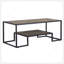 Table basse robuste de style industriel avec finition rustique et tablette