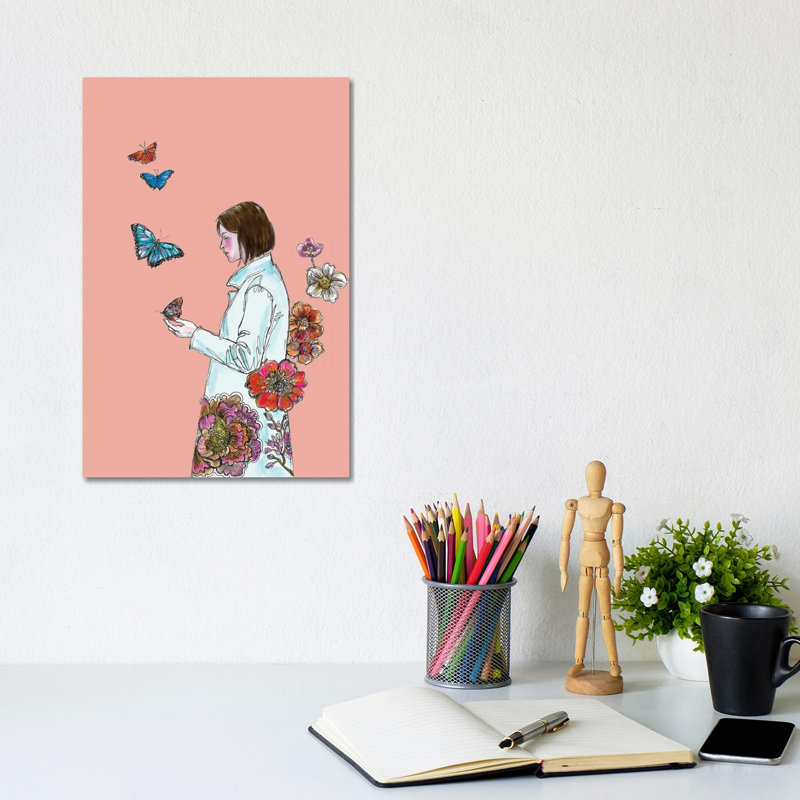 Butterflies and Flowers 1 Piece Wrapped Canvas Wall Art, 20.32 cm H x 30.48 cm W
