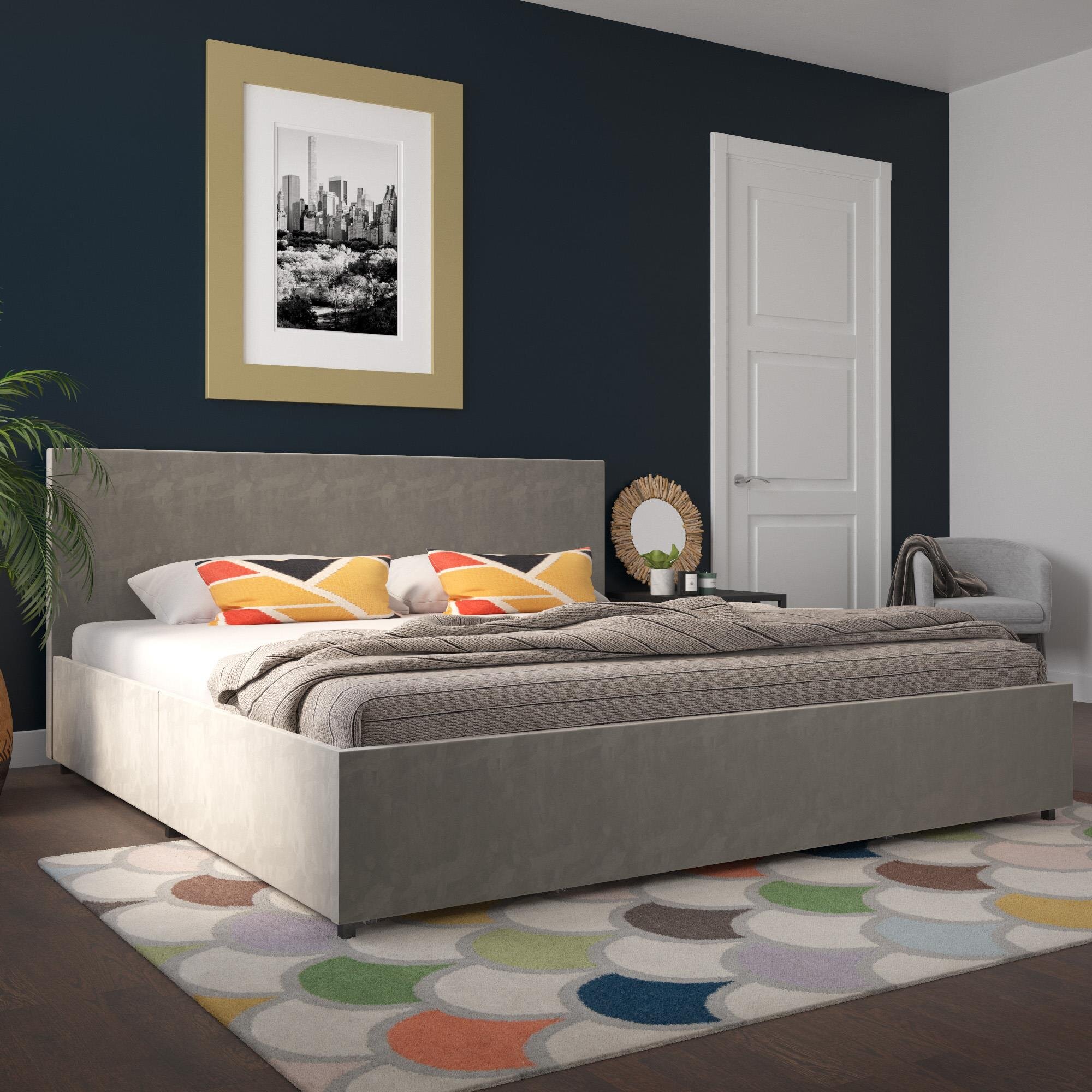 Upholstered storage deals platform bed king