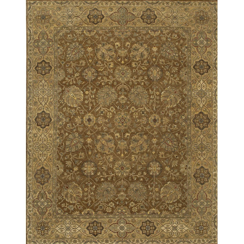 Tapis brun / vert clair Gvidas, Rectangulaire 8 pi x 10 pi