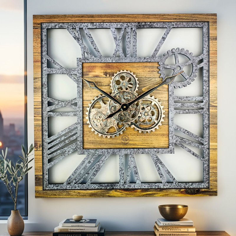 Solid Wood Wall Clock, Brown