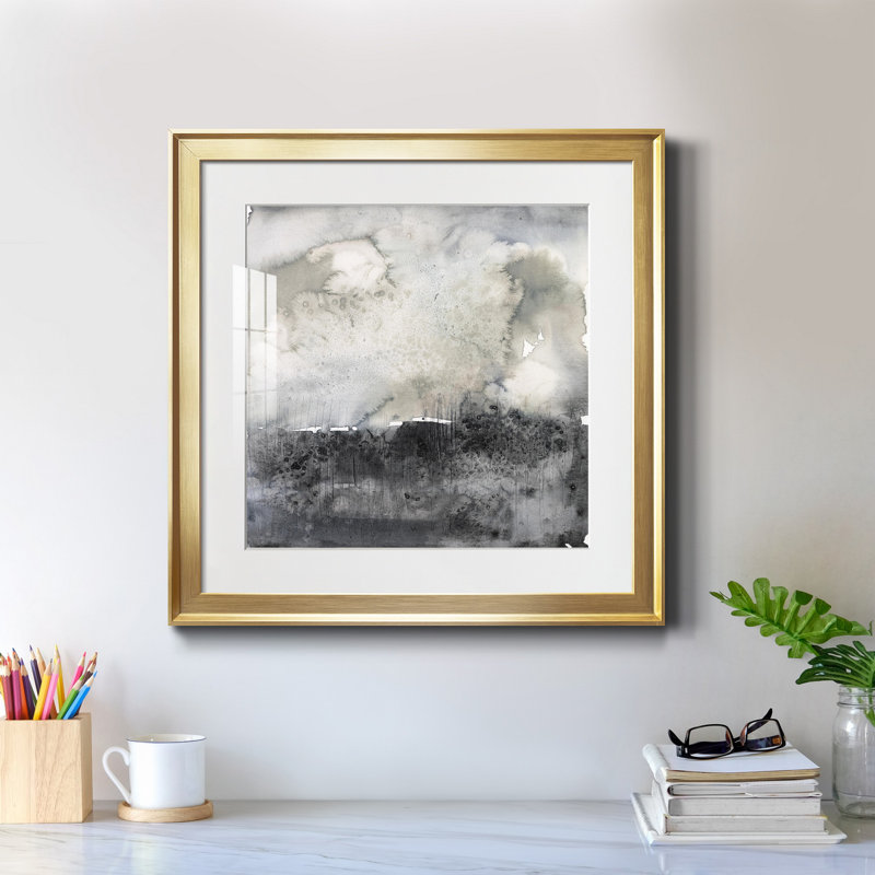 Impression encadrée salée «Horizon II» - prête à être accrochée, H 24 po x l 24 po x P 1 po, Cadre doré